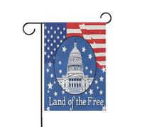 4th of July Independence Day White House Land of Free Drapeaux de jardin en plein air Happy New Year bannière pour décoration extérieure 30,5 x 45,7 cm double face
