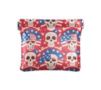 4th of July Independence Day White Skull Women Leather Cash Wallet Waterproof Change Holder Card Organizer for Lady, Crâne blanc du 4 juillet, 1 size, Moderne