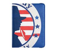 4th of July Independence Dayblue Silhouette Étui de passeport en cuir imperméable pour voyage Portefeuille Combo Housse de passeport avec blocage RFID pour femme Ultra fin, 4 juillet, jour de