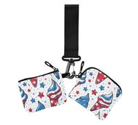 4th of July Independence Dayred and Blue Ice Cream Lot de 2 porte-monnaie pour cartes de crédit Portefeuille avec porte-clés pour le travail et les voyages, Jour de l'indépendance du 4 juillet, glace