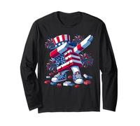 4th of July Master Builder USA Flag Patriotic Kids Boys Men Manche Longue