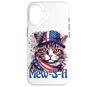 4th of July Mew-S-A Pawsitively Patriotic Cat Coque pour iPhone 16