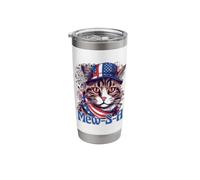 4th of July Mew-S-A Pawsitively Patriotic Cat Gobelet isotherme en acier inoxydable double paroi