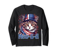 4th of July Mew-S-A Pawsitively Patriotic Cat Manche Longue
