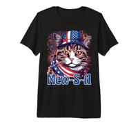 4th of July Mew-S-A Pawsitively Patriotic Cat T-Shirt Haut de Gamme