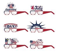 4th of July Party Glasses 6pcs Lunettes de drapeau américain pour le jour de l'indépendance Party Favor Patriotic Veterans Memorial Day Accessoires