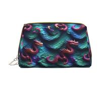 4th of July Patriotic Trucks Print Cosmetic Bags ,Leather Makeup Bag Small for Purse ,Cosmetic Pouch ,Toiletry Clutch For Women Travel, Motif écailles de dragon magique en 3D, One Size