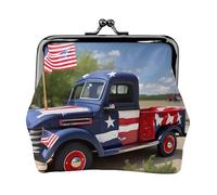 4th of July Patriotic Trucks Print Petite pochette Kiss Lock porte-monnaie pour femme porte-monnaie porte-monnaie porte-monnaie portefeuille pour cartes de crédit