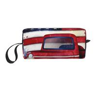 4th of July Patriotic US Flag Printed Travel Makeup Bag Portable Cosmetic Bag Makeup Case Toiletry Bag Organizer for Women, blanc, Taille unique, Trousse de maquillage