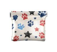 4th of July - Porte-monnaie en cuir synthétique - Motif empreintes de pattes et étoiles - Pour femme et fille