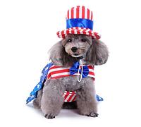 4th of July Robe pour chien, costume de l'oncle Sam pour animaux de compagnie, costume de chat avec drapeau américain pour la journée de l'indépendance, fête nationale, garçon, taille M