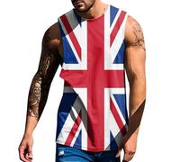 4th of July Shirts Débardeur musculaire pour homme Imprimé drapeau américain Sans manches Graphique Gym Entraînement Chemise à drapeau américain (Bleu, 5XL)