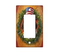 4th of July St. Bernard Couvercle décoratif pour interrupteur à bascule simple, plaque murale pour chien Jour de l'indépendance, taille standard, plaque frontale électrique pour chambre à coucher