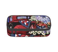 4th of July Trousse à crayons avec imprimé camion rouge patriotique - Grande capacité - Organiseur de bureau pour fournitures scolaires et de bureau, Noir , Taille unique, Trousse de maquillage