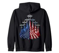4th of July Warbirds Fighter Planes American Aircraft Flag Sweat à Capuche