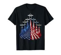 4th of July Warbirds Fighter Planes American Aircraft Flag T-Shirt