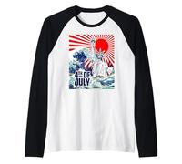 4th of July with Great Freedom Waves Illustration Graphic Manche Raglan