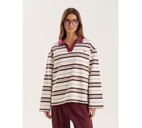 4th & Reckless 4th & Reckless Brown Striped Hailey Rugby Polo T-Shirt