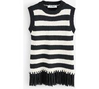 4th & Reckless 4th & Reckless Cream Striped Sleeveless Knitted Tassel Trim Top