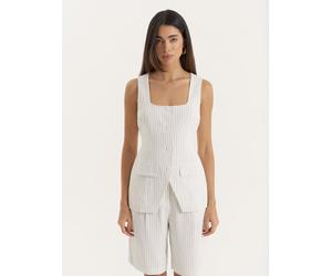4th & Reckless 4th & Reckless White Pinstripe Square Neck Waistcoat