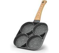 4Trous Anti Adhésif Cuisine Omelette Crêpes Burger Pan Maker avec Manche en Bois