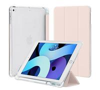 4UBonLife Coque pour iPad 9,7 Pouces 6ème/5ème Génération 2018/2017, pour iPad Air 1/2, Housse Étui de Protection Léger avec Porte-Stylet Coque Arrière en TPU Souple Givré Translucide,Rose