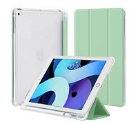 4UBonLife Coque pour iPad 9,7 Pouces 6ème/5ème Génération 2018/2017, pour iPad Air 1/2, Housse Étui de Protection Léger avec Porte-Stylet Coque Arrière en TPU Souple Givré Translucide,Vert Menthe