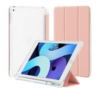 4UBonLife Coque pour iPad 9,7 Pouces 6ème/5ème Génération 2018/2017, pour iPad Air 1/2, Housse Étui de Protection Léger avec Porte-Stylet Coque Arrière en TPU Souple Givré Translucide, Or Rose