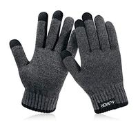4UMOR Gants Tactiles Hiver pour Homme Femme Gants Tricotés Chauds Doux Elastique pour Camping/Randonnée/Activités de Plein Air en Hiver, Gants à Ecran Tactile pour Smartphones Tablettes - Taille L