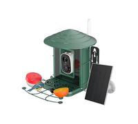 4UMOR Mangeoire pour oiseaux avec caméra - Détection des oiseaux IA - Observation automatique en direct - Alimentation solaire - En métal - Avec protection contre les écureuils Wi-Fi & vision nocturne