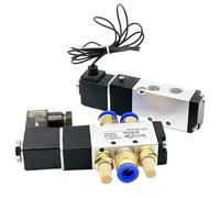 4V110-06 1/8 Bsp Air Solenoid Valve 5 Way Port 2 Position Gas Pneumatic Electric Magnetic Valves DC12V 24V 110 V220V Coil Volt(Wire w 6mm Fittings,DC24V)