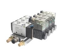 4V110-06 M5 DC24V 12V Électrovanne 2 positions 5 voies 4 positions Base en aluminium Accessoires Silencieux Ensemble 3 4 5 Station AC220V AC110V(Ac110v 4 in 4 Out)