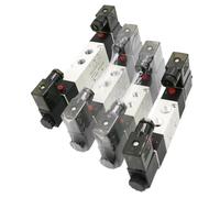 4V220-08 Air Pneumatic Solenoid Valve 5 Way 2 Position 1/4" DC12V DC24V AC110V AC220V(PC 12mm Fittings,DC24)