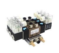 4V220-08 DC24V 12V AC220V AC110V 2 Positions 5 Way Quadruple Vanne Solénoïde Base en Aluminium Set 3 4 5 6 stations (raccords DC12V 6mm, 6 stations)