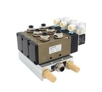 4V410-15 DC24V 12V AC220V AC110V 2 positions 5 voies quadruple électrovanne silencieux base aluminium ensemble 2 3 4 5 6 7 stations (AC220V 8 mm, 5 stations)