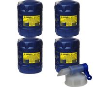 4x 20 Litre Mannol Lhm + Fluide Hydraulique Huile Liquide din 51524.2 + Robinet