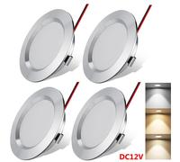 4X 3W Led encastré Plat Blanc Froid 12V Led Spots Spots Plafonnier encastré Argent Spots de plafond pour salle de bain cuisine salon