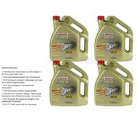 4X 5 Litres Original Castrol Huile Moteur EDGE 5W-40