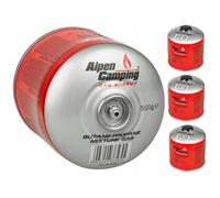 Alpen Camping 4 cartouches de gaz propane butane 500 g - Plage de -10 ° c à+ 40 °c - Valve 7/16" IK008