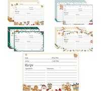 4X 6 inch Christmas Holiday Recipe Card 60 Pcs Double-Sided Family Cookbook Collection Scrapbook Recipe Cards of Christmas Holiday Family Organization