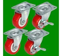 4x 75mm 360° Pivot Caoutchouc Roulette Roue Set Résistant,Chariot,Meubles