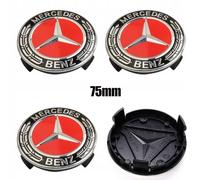 4x 75mm Noir Rouge Mercedes Benz Origine Logo Enjoliveurs Centre De Roue Cache Moyeu