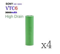 4x accus SONY VTC6 18650 3000 mAh Li-ion batteries rechargeables 30A INR 3.7V à haut drain