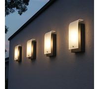 Applique murale, lampe d'extérieur, éclairage de façade, acier galvanisé, lampe de jardin LED, verre structuré, 3,7 W, 320 lm, blanc chaud, lot de 4