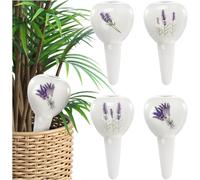 4x arrosage automatique pour plantes d'intérieur - distributeur d'eau pour plantes - cônes d'argile pour arroser les fleurs - hydrospikes (04 pièces - motif fleur)
