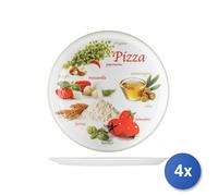 4X Assiettes À Pizza En Porcelaine Pizzafoods Assorties 33 Cm Décorées Saturnia