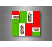 4x Autocollant Sticker Voiture Drapeau Lady Guadalupe Mexique Vierge Mexicain