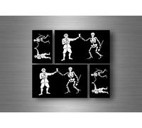 4x Autocollant Sticker Voiture Jolly Roger Drapeau Pirate Biker Jack Rackam R2