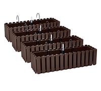 4X Bac À Fleurs Pot À Fleurs avec Supports - 58 x 18 x 16,2 cm - Système d'Irrigation pour Pots de Fleurs Balcon Boîtes à Fleurs, Marron