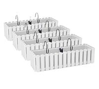 4X Bac À Fleurs Pot À Fleurs avec Supports - 58 x 18 x 16,2 cm - Système d'Irrigation pour Pots de Fleurs Balcon Boîtes à Fleurs, Blanc